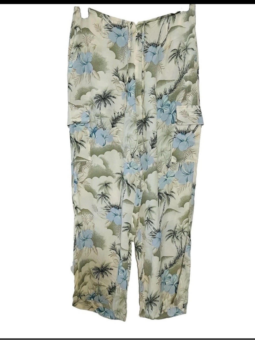 Tommy Bahamas Women SZ 10 Drawstring Cargo Wide Leg Tropical Hawaiian Pants